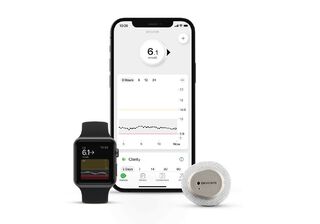 Dexcom G6 Receiver, Transmitter and smart devices showing Dexcom Clarity