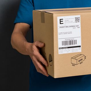 Person holding delivery box